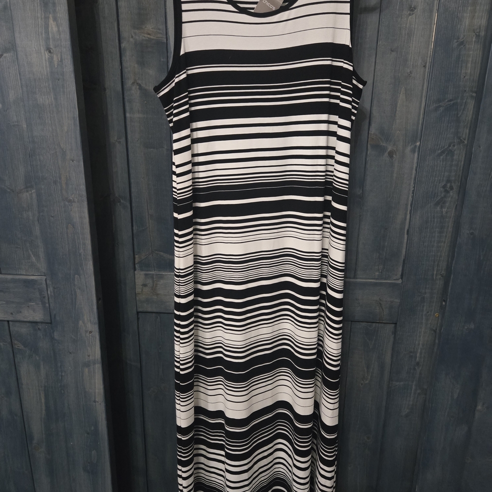 Chico's Black and White Striped Maxi Dress